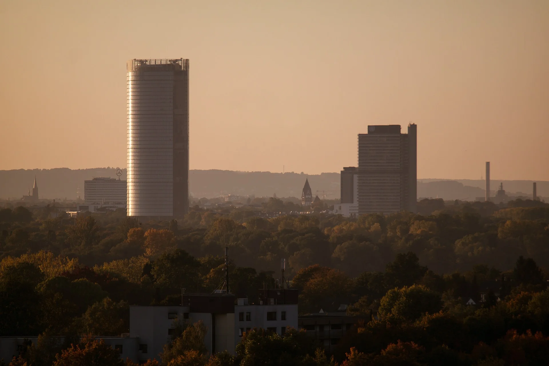 Sonnenaufgang und Nebel bei Bonn.