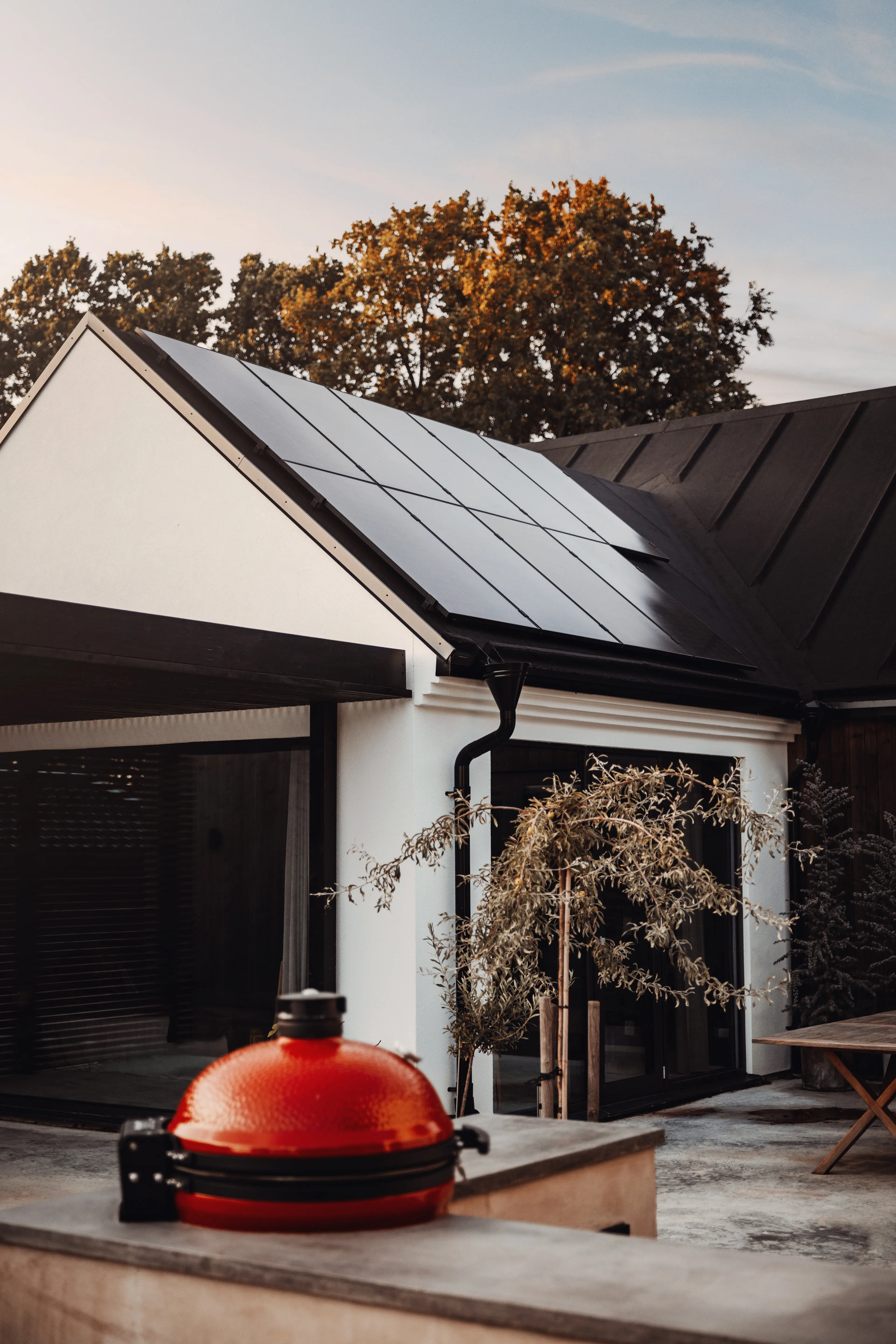 Hus med solceller på taket