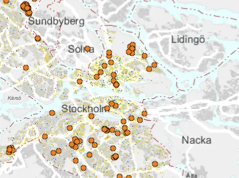 En solkarta över Stockholm