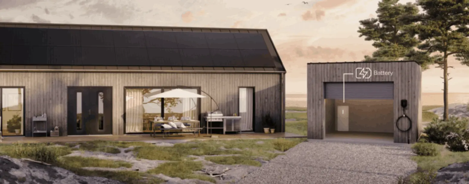 Maison équipée d'une installation solaire et d'une batterie domestique de Svea Solar