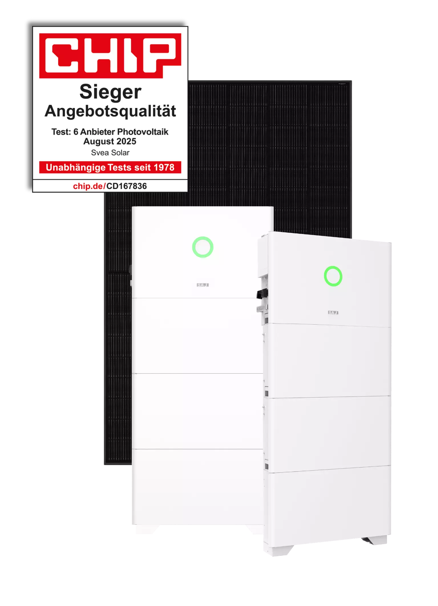 SAJ Stromspeicher mit Photovoltaikmodul und CHIP Testsieger-Auszeichnung – Batteriespeicher für Solarstrom