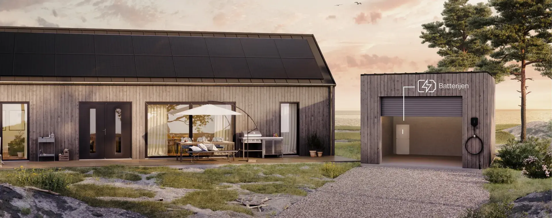 Huis met zonne-installatie en thuisbatterij van Svea Solar